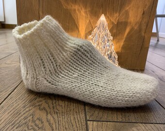 Calcetines cortos de lana tejidos a mano con hilo grueso - Calcetines de invierno - Un gran regalo de Navidad - Calcetines para mujer/hombre