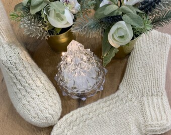 Hand Knitted White Wool Socks - Winter Socks - Great Christmas Present - Woman's Socks - Wools