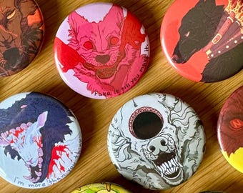 Button pin – 3.8 cm /1.3” – 14 different designs