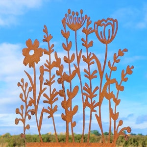 Metal Wildflowers Garden Ornament Rusted Decoration Art Outdoor Metal Sculpture