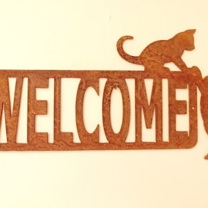 Metal Welcome Sign  Rusted Garden Art Rusty Outdoor Ornaments Metal Sculpture