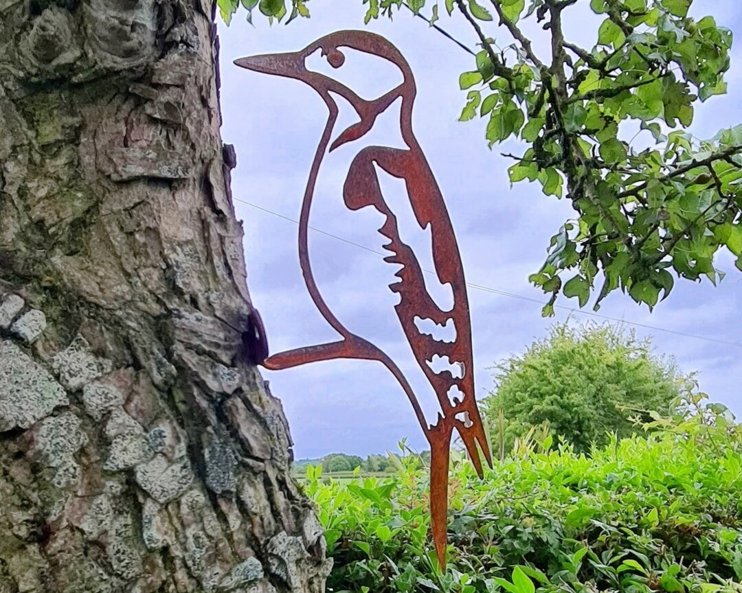 Metal Woodpecker Rusted Garden Art Rusty Outdoor Ornament Sculpture - Etsy