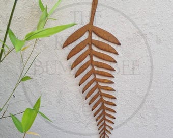 Metal Fern Leaf Garden Art Rusty Outdoor Ornament Sculpture