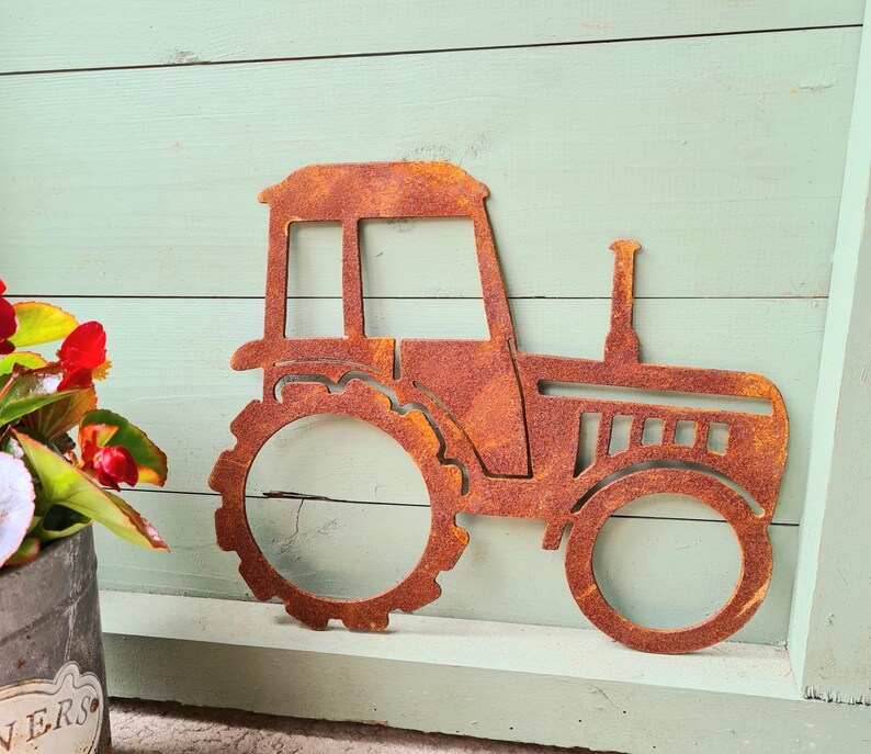 Rusty Tractor Wall Hanging Metal Garden Ornament Tractor Etsy UK