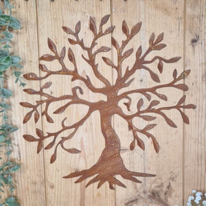 Metal Tree Of Life Wall Hanging Rusted Garden Art Rusty Outdoor Ornament Sculpture