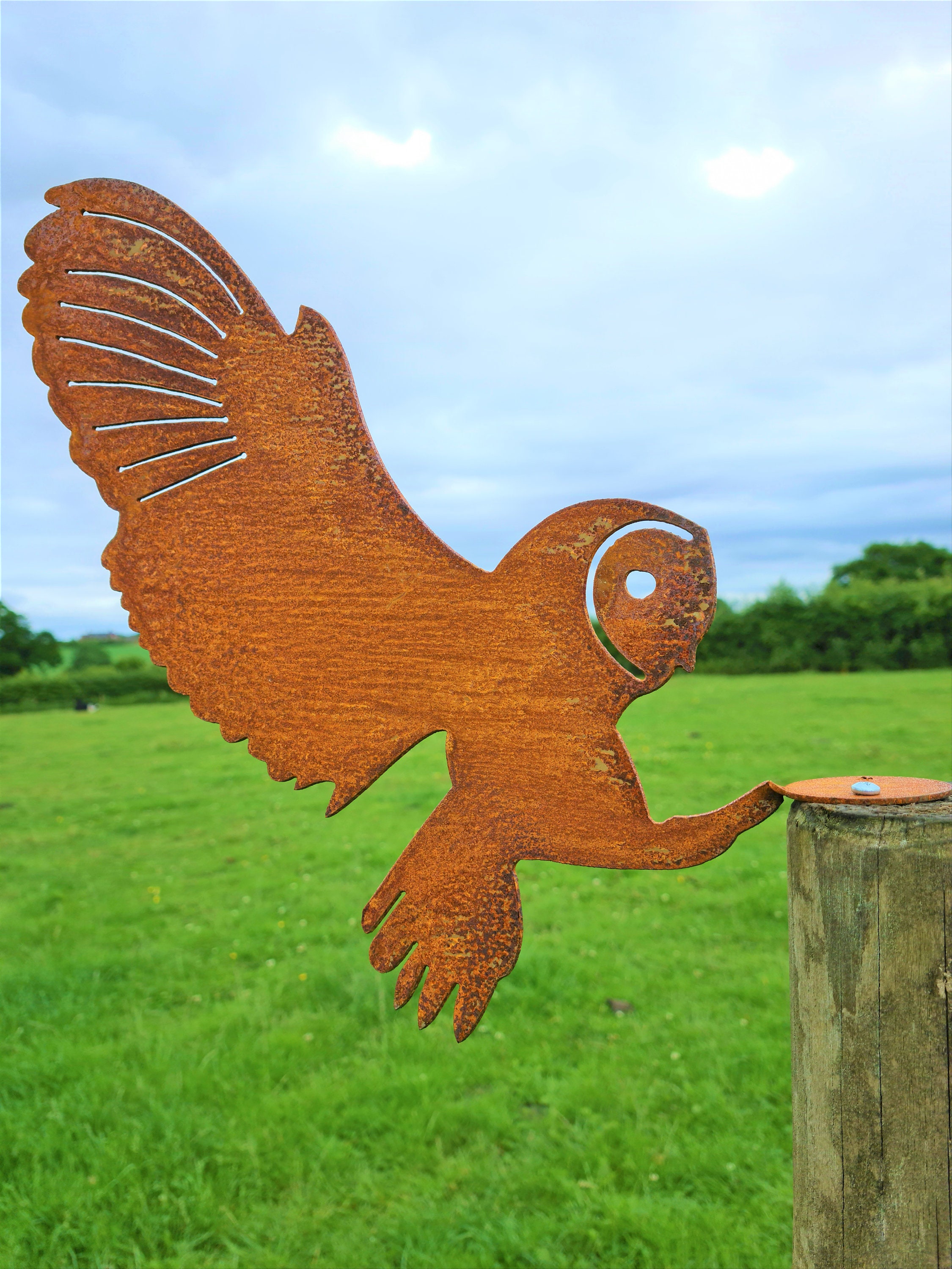 Rusty Owl Fence Topper Garden Decor Barn Owl Gift Garden Etsy