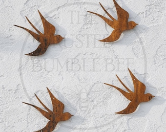 Metal Swallows Wall Art Garden Decoration Rusty Outdoor Ornaments Metal Sculpture