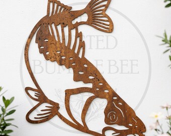Metal Fish Garden Art Rusty Outdoor Ornament Sculpture