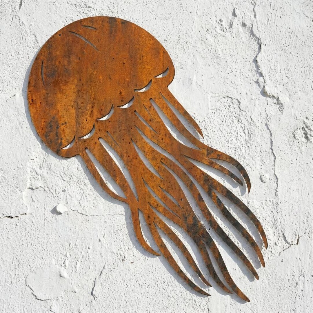Rustic Metal Jellyfish Coastal Garden Decor Nautical Wall Art - Etsy