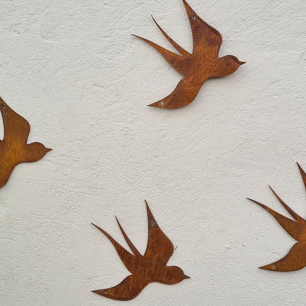 Rusted Metal Swallows Wall Art Garden Decoration Rusty Outdoor Ornaments Metal Sculpture