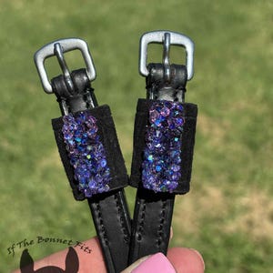 English spur straps purple crystal