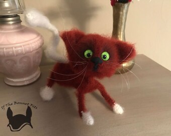 Brinquedo amigurumi de gato de crochê articulado: mistura de mohair acrílico