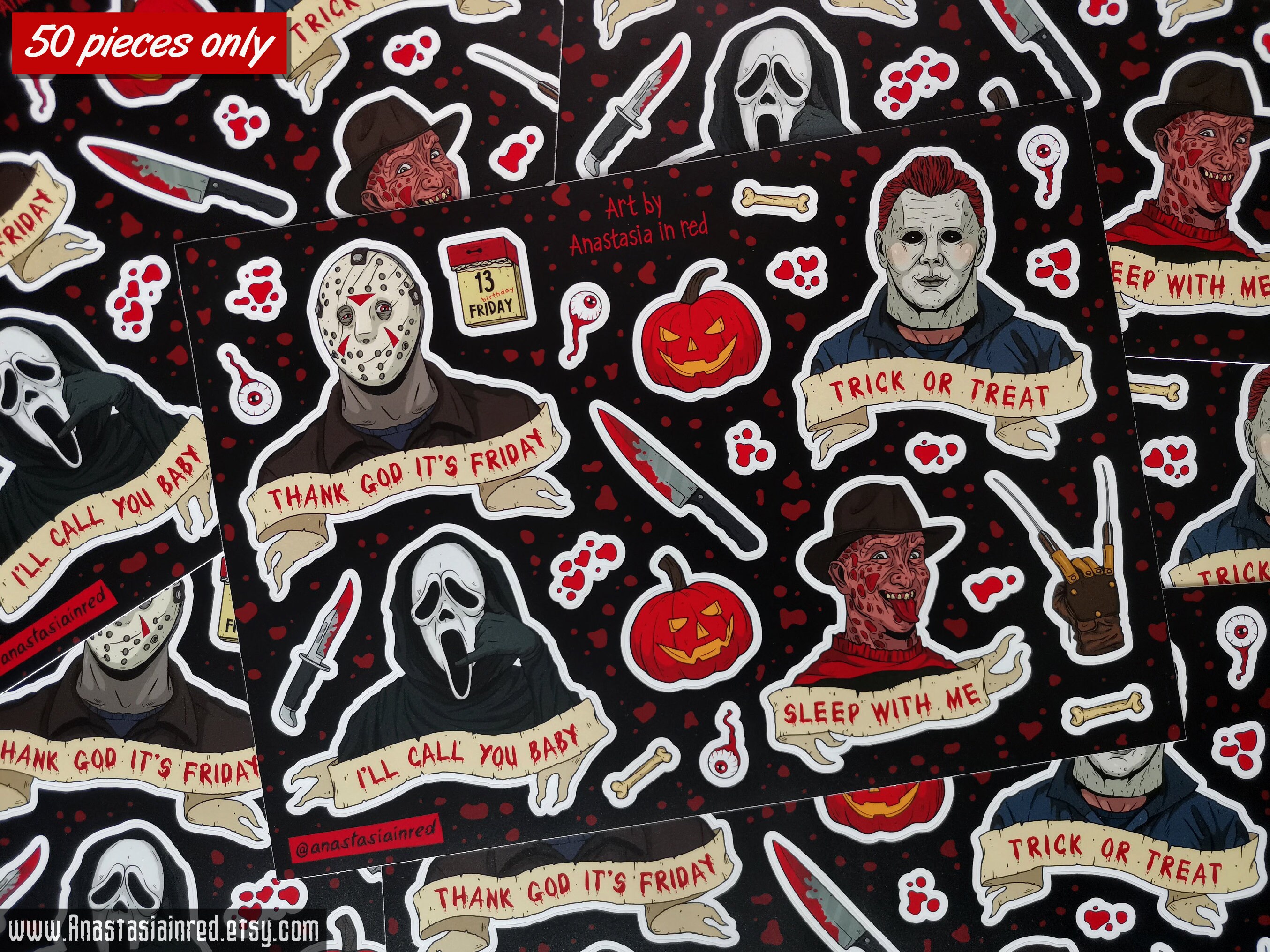 Vinyl Funny Horror Sticker Sheet With Cute Villains From Etsy