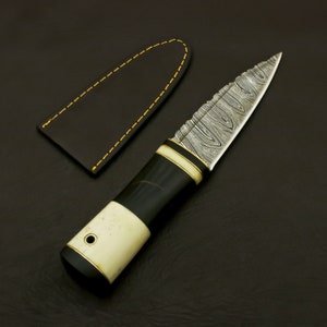 Beautiful Sgian Dubh Scottish Dirk Handmade Damascus Steel with Bone handle Knife  + Sheath