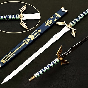 CUSTOM Hand Forged Stainless Steel The LEGEND of ZELDA Full Tang Skyward Link&#39;s Master Sword with Scabbard-Costume Armor Best Gift for Him,