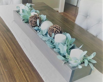 Wooden Table Runner - Rustic Centerpiece Box