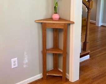 Solid Cherry Corner Table with Shelves