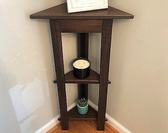 Walnut Corner Table with Shelves
