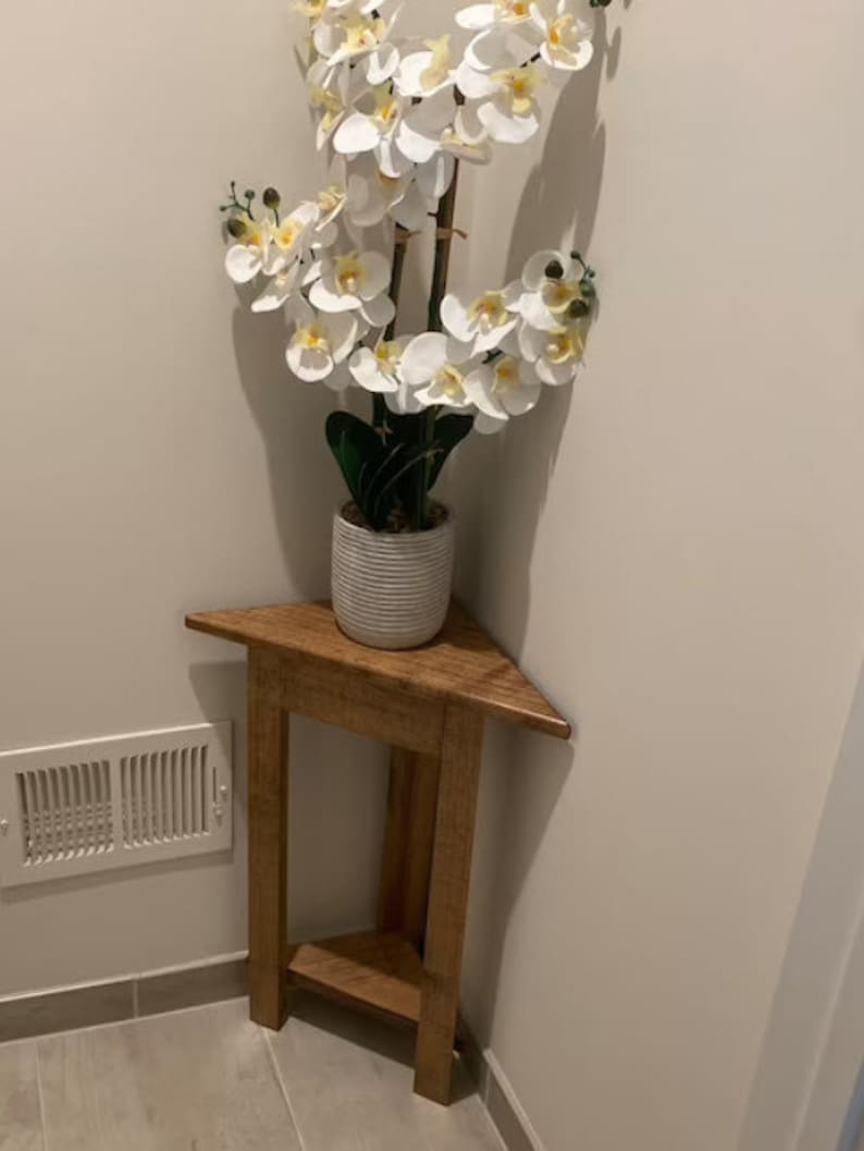 Bathroom Corner Table With Bottom Shelf Etsy