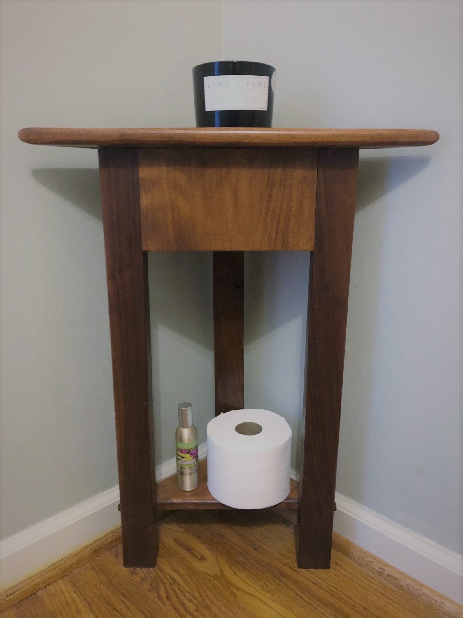 Bathroom Corner Table With Bottom Shelf Etsy