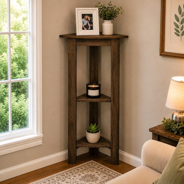 Corner Table with Shelves