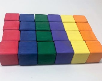 Wooden Baby Square Building Blocks - Rainbow Blocks Toy Set