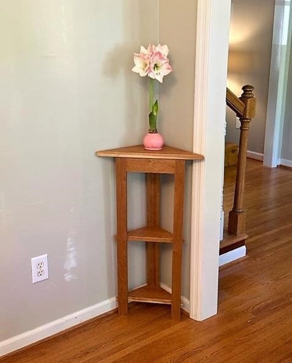 Solid Cherry Corner Table With Shelves Etsy