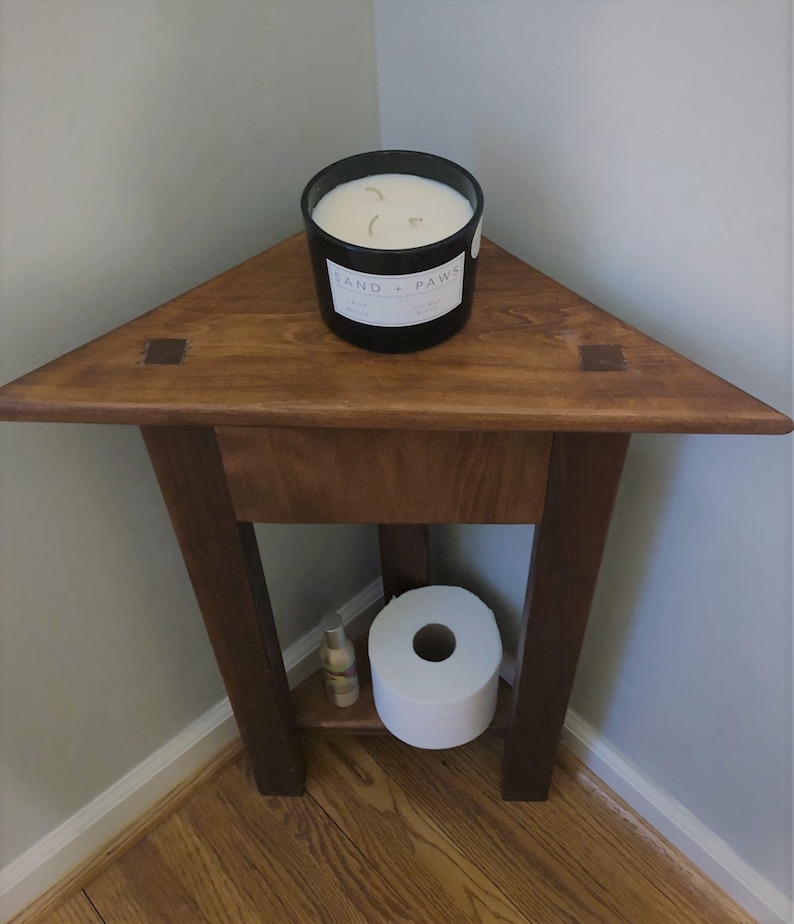 Bathroom Corner Table With Bottom Shelf Etsy