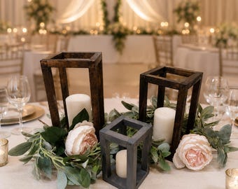 Wooden Lanterns - Wedding Centerpieces - Rustic Décor - Farmhouse Décor