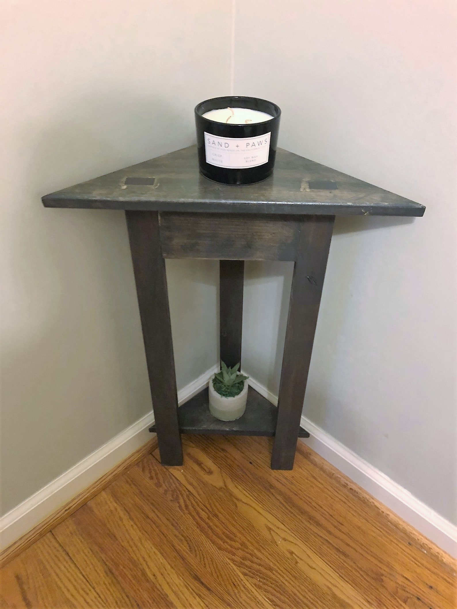 Bathroom Corner Table With Bottom Shelf Etsy