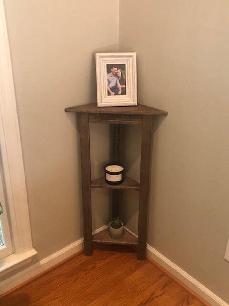 Corner Table With Shelves Etsy