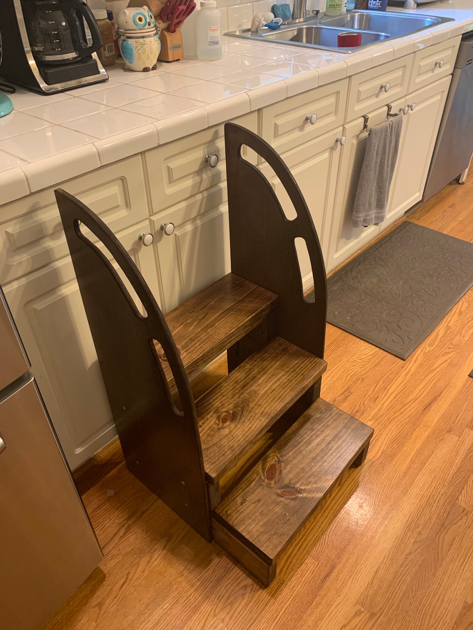 Three Step Stool With Railings Extra Large Step Stool With Etsy
