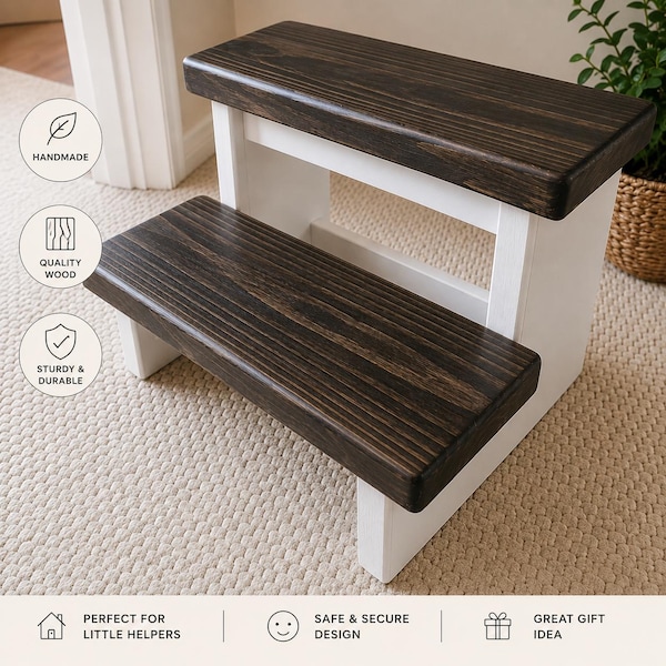 Large Step Stool - Adult Size Stool - Wooden Step Stool - Farmhouse Stool - Kitchen Stool