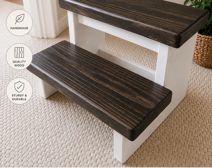 Large Step Stool - Adult Size Stool - Wooden Step Stool - Farmhouse Stool - Kitchen Stool