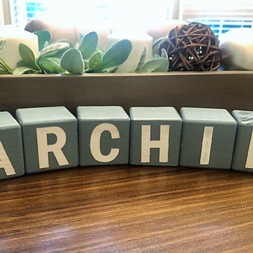 Personalized Name Blocks Wooden Baby Square Building Blocks Etsy