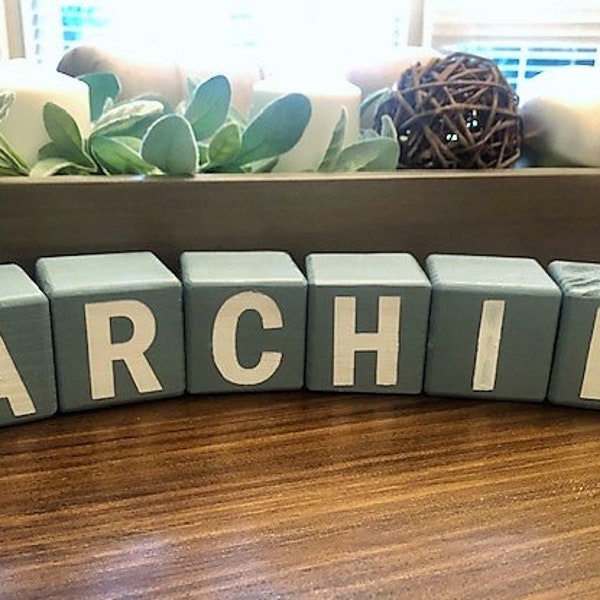 Personalized Name Blocks - Wooden Baby Square Building Blocks