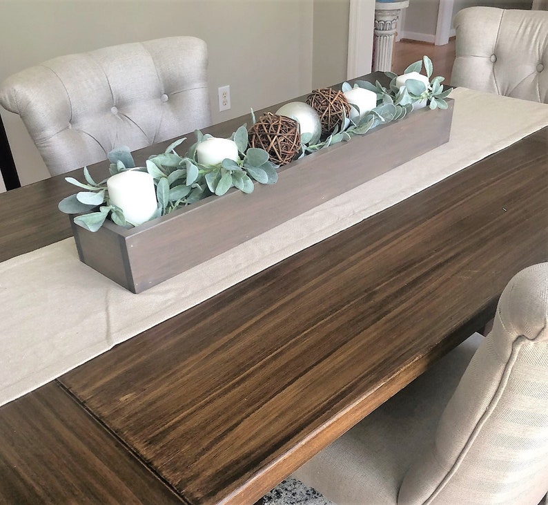 Wooden Table Runner Rustic Centerpiece Box Etsy