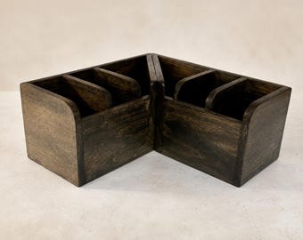 Handcrafted Corner Utensil Caddy - Wooden Utensil Holder - Rustic Kitchen Organizer
