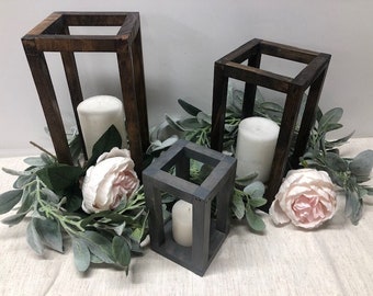 Wooden Lanterns - Wedding Centerpieces - Rustic Décor - Farmhouse Décor