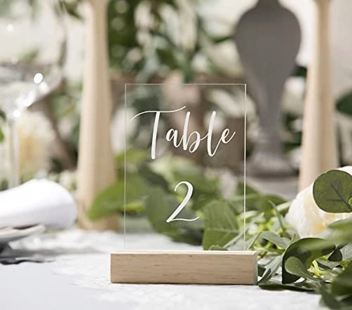 Wooden Base for Acrylic Signs, Table Number Stand, Table Sign Holder ...