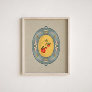 Regency Floral Frame- Kitchen and Nursery Strawberry Fruit Print