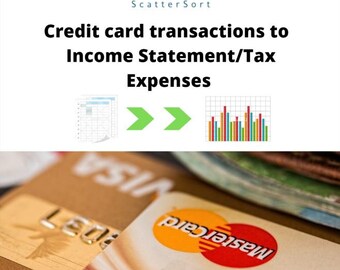 Credit Card Transaction Organizer - Categorize Expenses Automatically for Tax, Income Statement - Template Spreadsheet Bookkeeping Printable