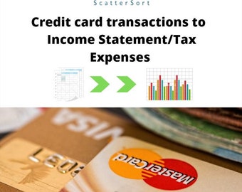 Organizador de transacciones de tarjeta de crédito - Clasificar los gastos automáticamente para el impuesto, estado de resultados - Contabilidad de hoja de cálculo de plantilla imprimible imprimible