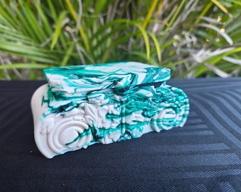 Petit piédestal classique effet marbre Vert vif/crème