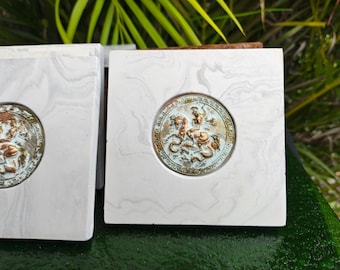 Carrelage classique en résine écologique Warrior gris verde-de-gris aspect marbre