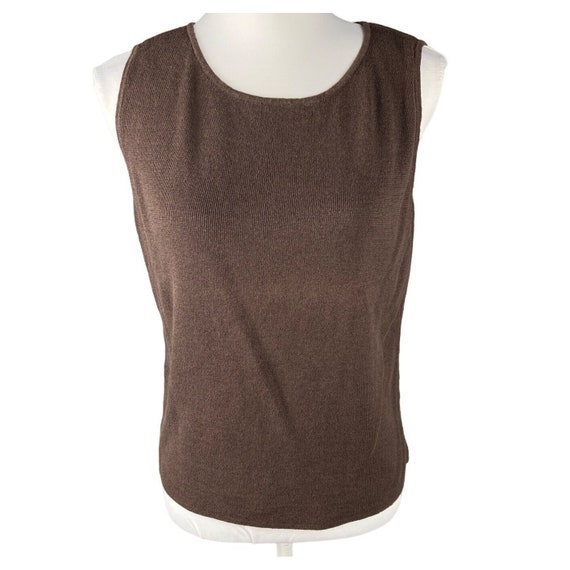 Vintage Chico's Design Ribbed Knit Sleeveless Tan… - image 1