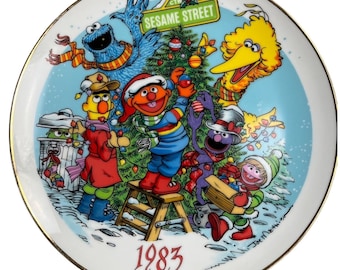 Vintage 1983 Sesame Street Christmas Plate | Gorham Fine China Japan | Limited Edition Collectible