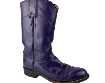 Vintage Justin purple roper leather cowgirl boots