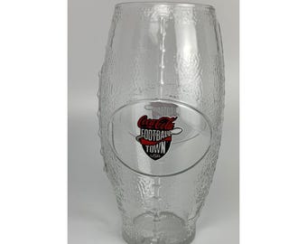 Vaso de cristal Coca-Cola Football Town USA / Vaso Libbey de 680 ml con forma de balón de fútbol americano / Vaso deportivo