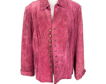 Vintage Women's Napa Valley 100% Pink Leather Suede Jacket